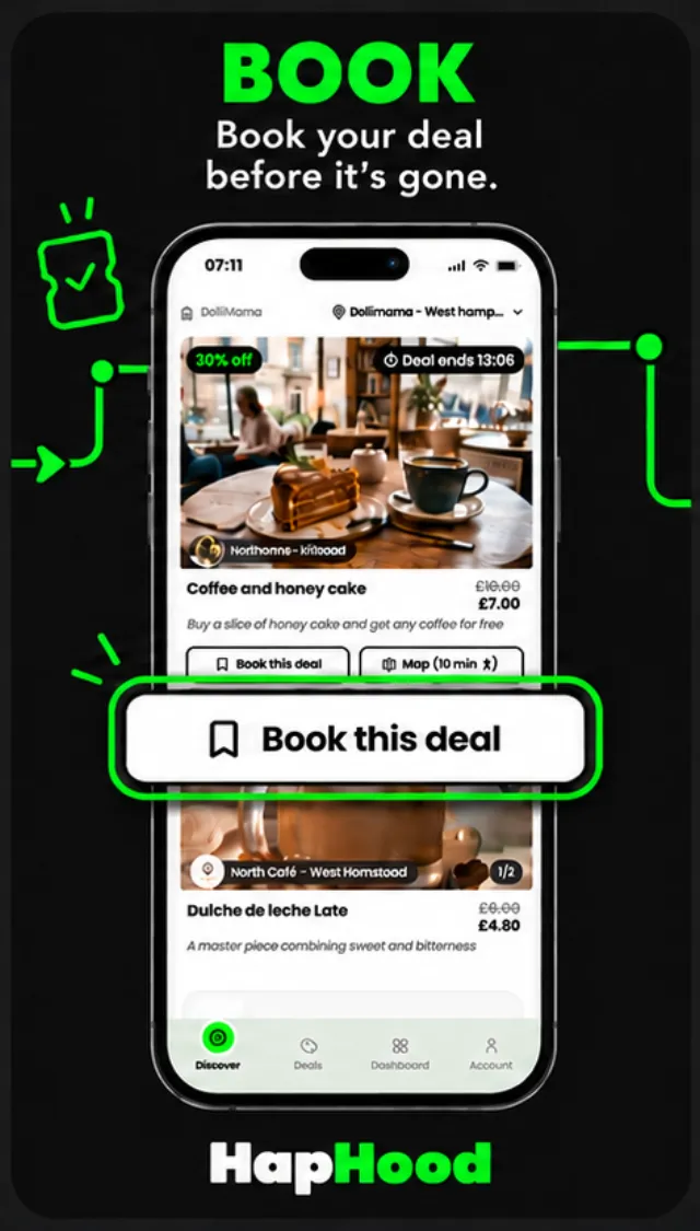A HapHood deal being reserved in the app before it expires